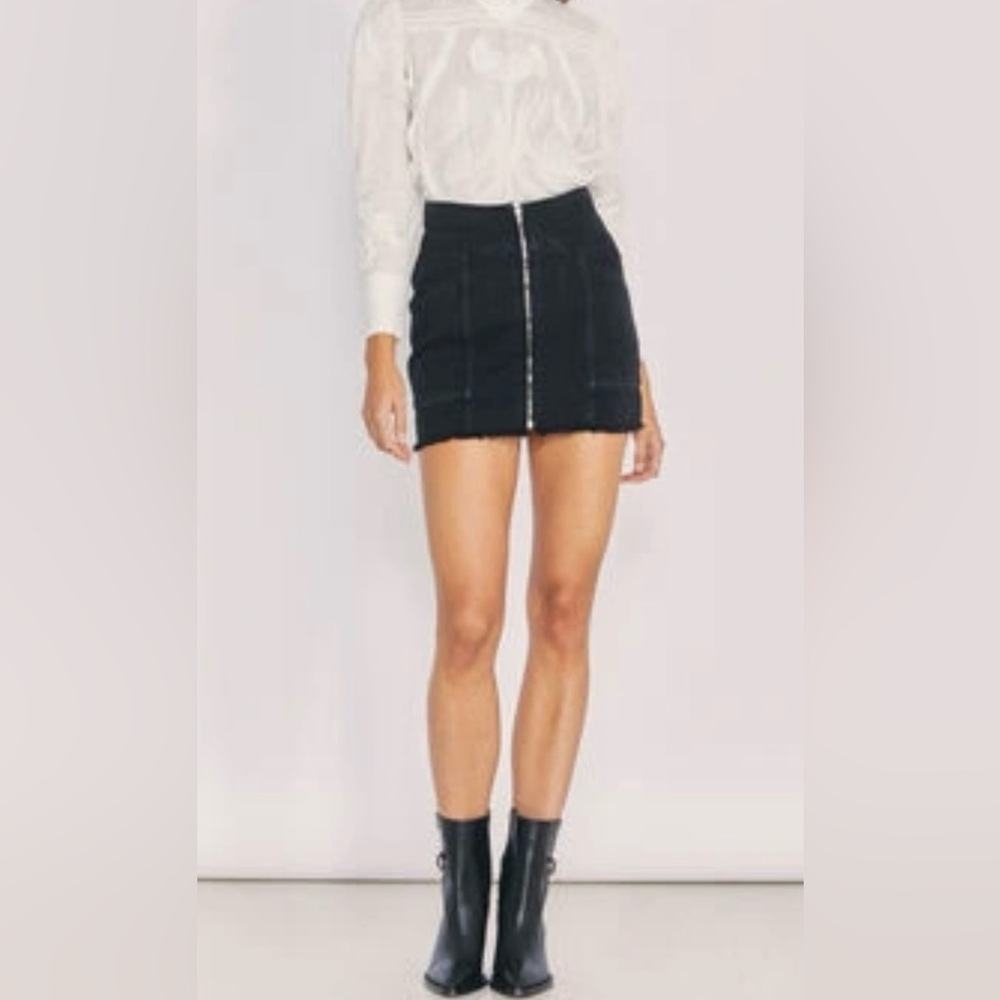 IRO
Binda Zipper Denim Mini Skirt In Dark Grey/black
